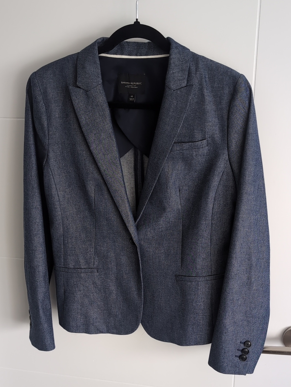 Banana Republic Blue Chambray Classic Fit Blazer Size 10